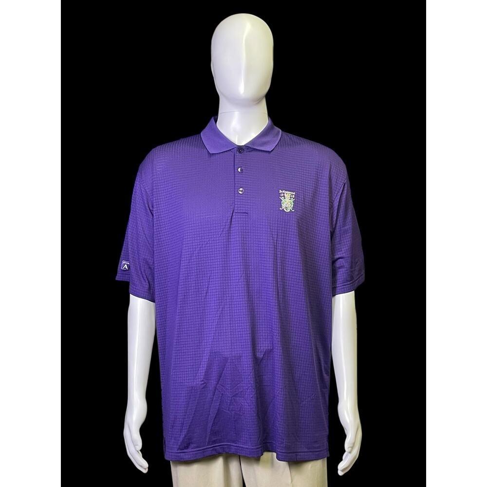 Antigua Indianwood Golf Club Michigan Belle Tire Purple Polo Shirt Size L